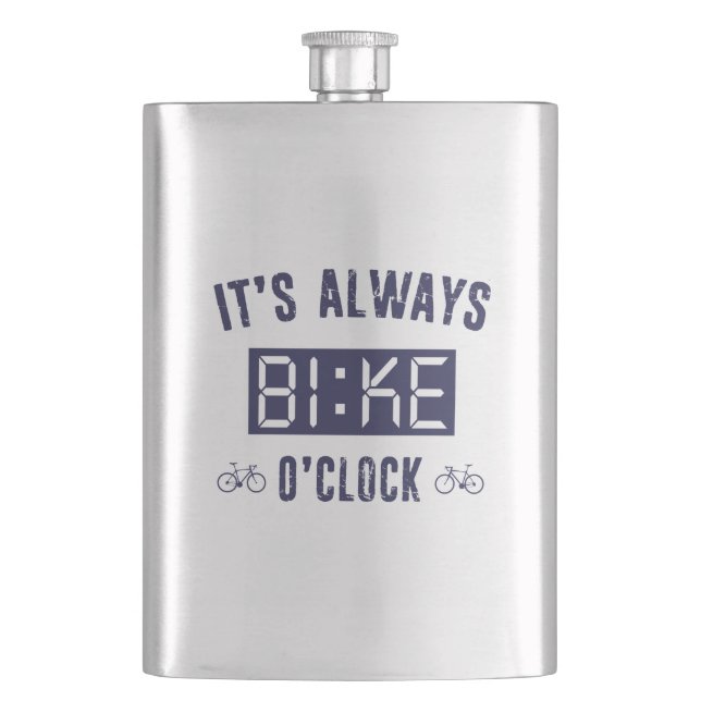 Es ist immer Fahrrad-Uhr Flachmann (Vorderseite)