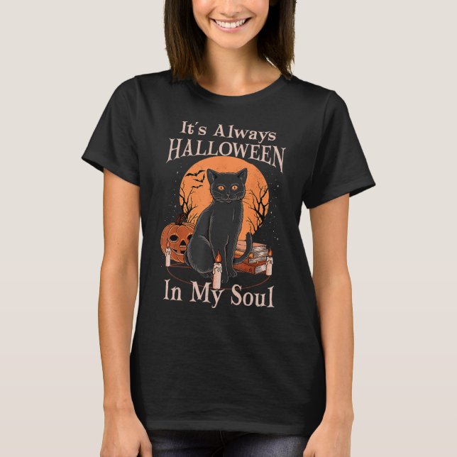Es ist immer Halloween in meinem Soul Pumpkin Cat  T-Shirt (Vorderseite)