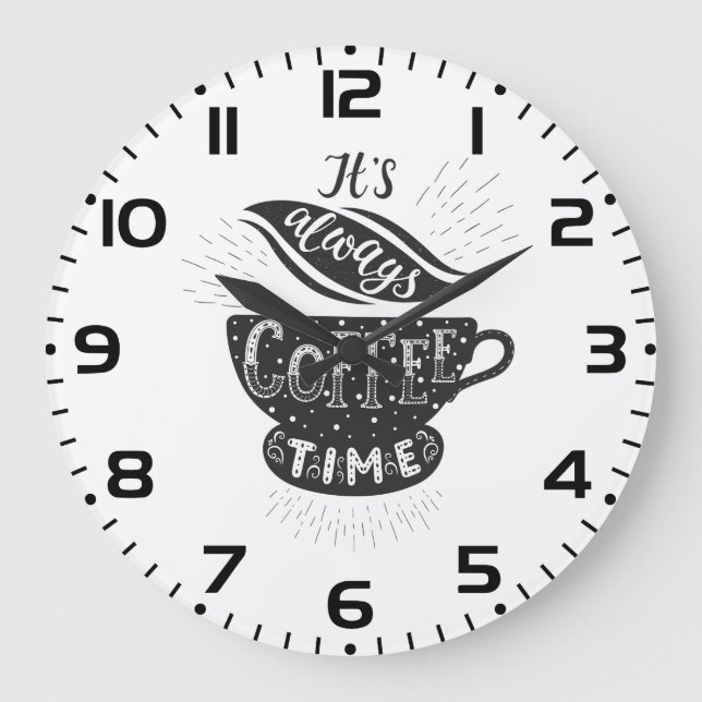 Es ist immer Kaffeezeit Große Wanduhr (Vorderseite)
