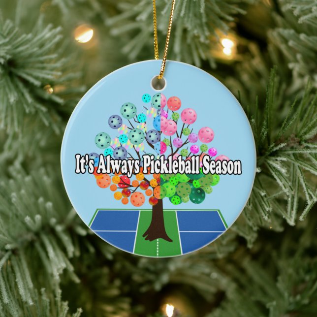 Es ist immer Pickleball Saison - Vier Jahreszeiten Keramik Ornament (Baum)