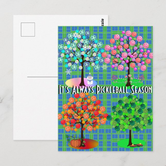 Es ist immer Pickleball Saison - Vier Jahreszeiten Postkarte (Vorne/Hinten)