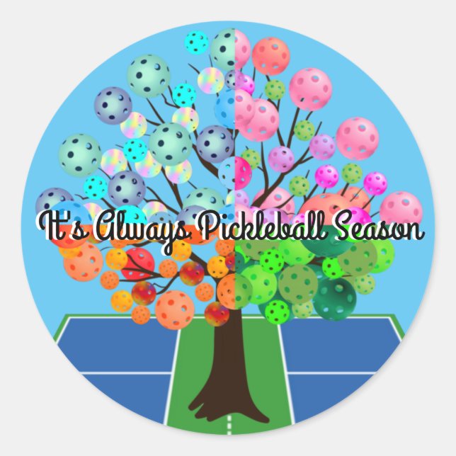 Es ist immer Pickleball Saison - Vier Jahreszeiten Runder Aufkleber (Vorderseite)