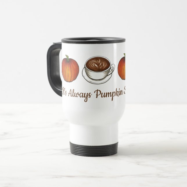 Es ist immer Pumpkin Gewürzsaison Kaffee Latte Fal Reisebecher (Vorderseite Links)