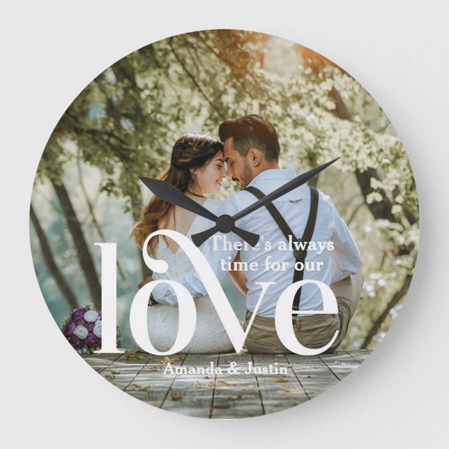 Es ist immer Zeit für unser LIEBE-Foto Große Wanduhr (Vorderseite)