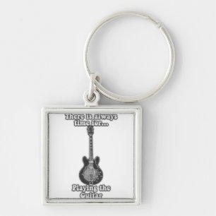 Es ist immer Zeit, Gitarre zu spielen. B&W Schlüsselanhänger