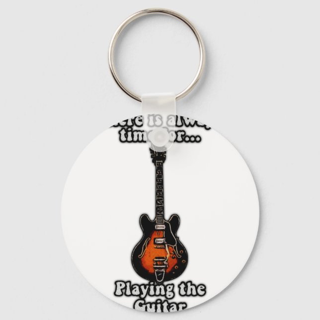 Es ist immer Zeit, Gitarre zu spielen. Retro Schlüsselanhänger (Vorderseite)