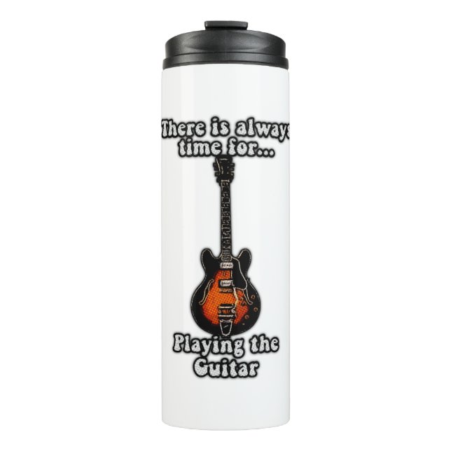 Es ist immer Zeit, Gitarre zu spielen. Retro Thermosbecher (Vorderseite)