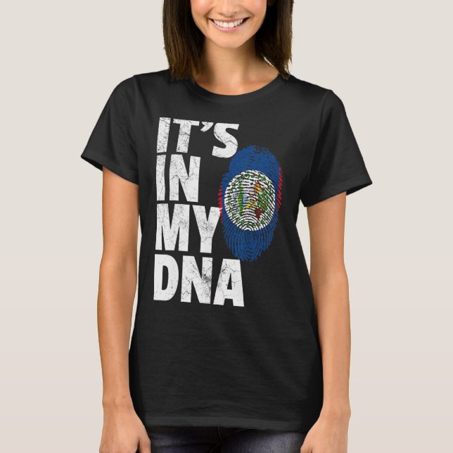 ES IST IN MEINER DNA Belize Flag Offiziellen Pride T-Shirt (Vorderseite)