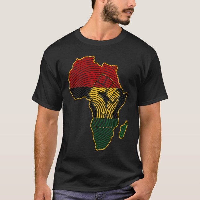 Es ist in meiner DNA BHM Africa Map Fingerprint Af T-Shirt (Vorderseite)