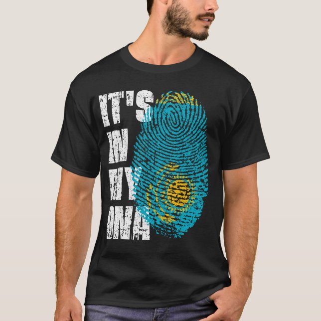 ES IST IN MEINER DNA IN DER Flagge Kasachstans Jun T-Shirt (Vorderseite)