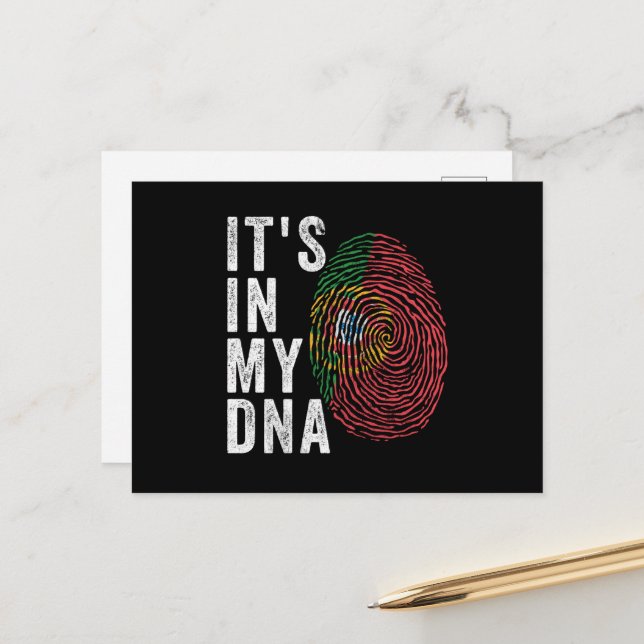 Es ist in meiner DNA - Portugal-Flagge Postkarte (Vorderseite/Rückseite Beispiel)