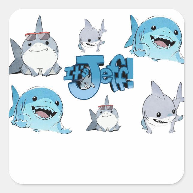 Es ist Jeff, das landshark Comicen buchen Charakte Quadratischer Aufkleber (Vorderseite)