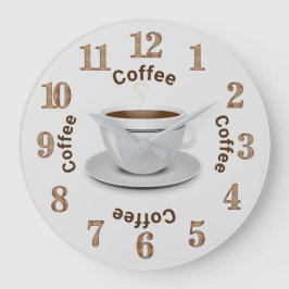 Es ist Kaffee O'Clock, Kaffee Cup und Text Große Wanduhr