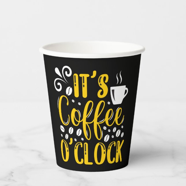 Es ist Kaffee O'uhr Pappbecher (Vorderseite)