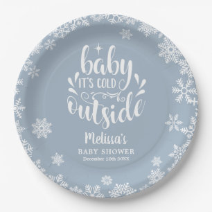 Es ist kalt draußen Blue Boy Winter-Baby-Party Pappteller