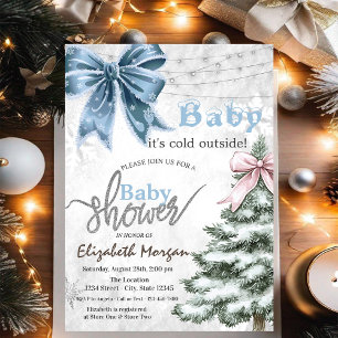 Es ist kalt draußen Fichte Baum Schleife  Babypart Einladung