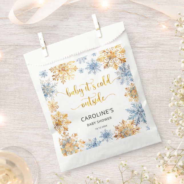 Es ist kalt draußen Golden Snowflakes Baby Geschenktütchen (Ausgeschnitten)