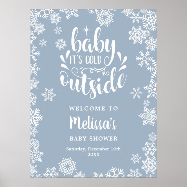 Es ist kalt draußen Junge Winter-Baby-Party Willko Poster (Vorne)