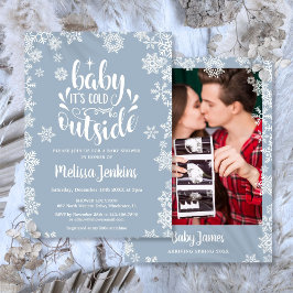 Es ist kalt draußen Jungen Foto Winter-Baby-Party Einladung