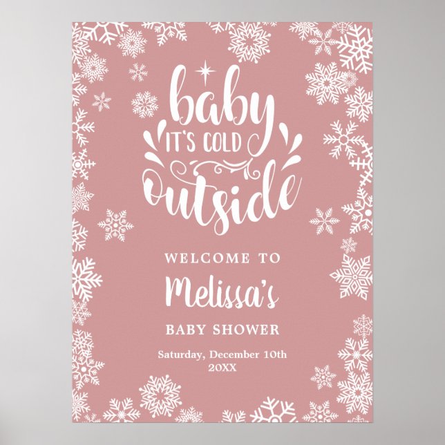 Es ist kalt draußen Mädchen Winter Baby Shower Wil Poster (Vorne)