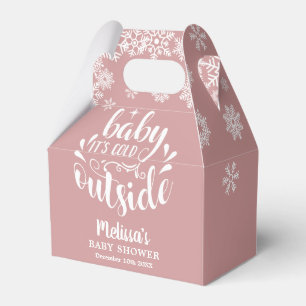 Es ist kalt draußen Pink Girl Winter Baby Shower Geschenkschachtel