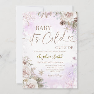 Es ist kalt draußen Rosa Lila Winter Baby Shower Einladung