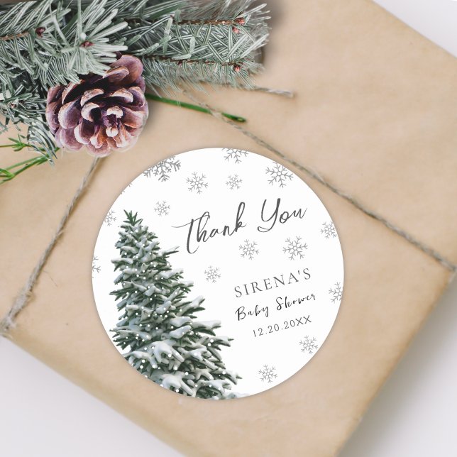 Es ist kalt draußen | Schneewinterbaum Kinderdusch Runder Aufkleber (Von Creator hochgeladen)