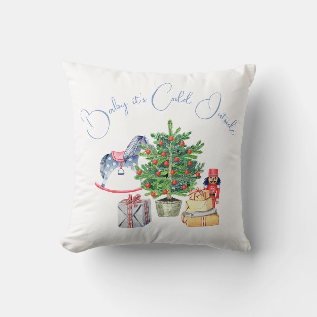 Es ist kalt draußen Weihnachtsbaumdusche Kissen (Vorderseite)