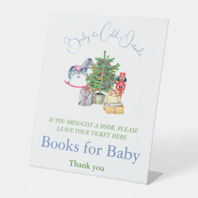 Es ist kalt draußen Weihnachtsbücher für Babydusch Sockelschild (Vorderseite)