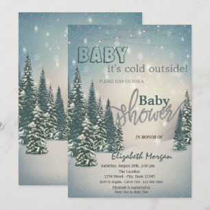 Es ist kalt draußen Winterkiefern Babyparty Einladung