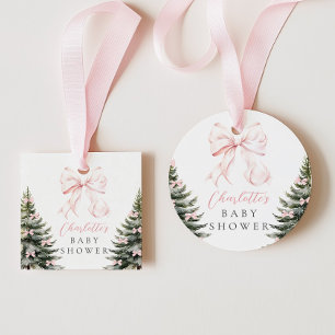 Es ist kalte Outside Pink Bow Baby Dusche Geschenkanhänger
