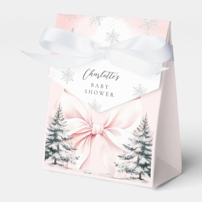Es ist kalte Outside Pink Bow Baby Dusche Geschenkschachtel (Vorderseite)