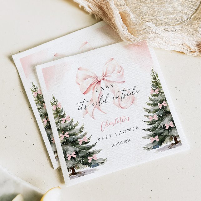 Es ist kalte Outside Pink Bow Baby Dusche Serviette (Von Creator hochgeladen)