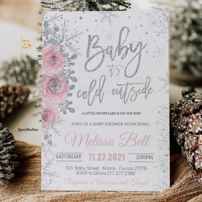 Es ist kalte Outside Winter Baby Dusche Einladung (Winter Baby Shower Invitation, It's Cold Outside Baby Shower Invitation, Snowflake Baby Shower Invit)