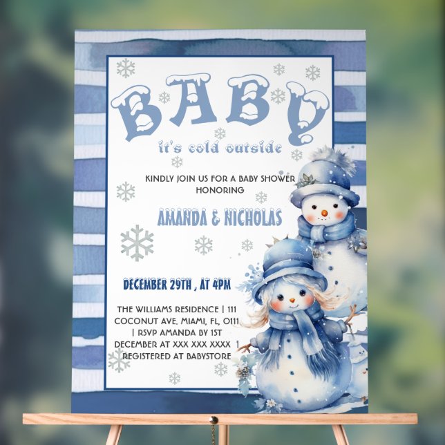 Es ist kalte Outside Winter Blue Baby Dusche Acrylschild (Neutral)
