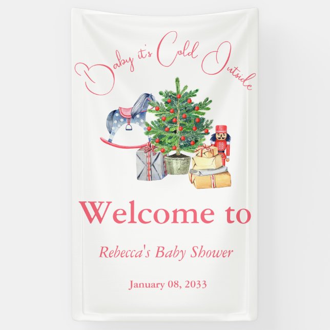 Es ist kalte Outside Winter Pink Girl Baby Dusche Banner (Vertikal)