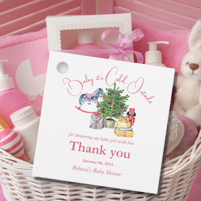 Es ist kalte Outside Winter Pink Girl Baby Dusche Geschenkanhänger (Von Creator hochgeladen)