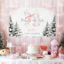 Es ist kaltes Outside Pink Bow Baby Dusche Party Banner