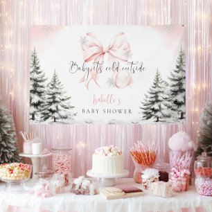 Es ist kaltes Outside Pink Bow Baby Dusche Party Banner
