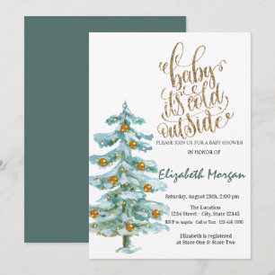 Es ist Kaltwasser-Aquarell-Kiefernbaum-Baby-Party Einladung