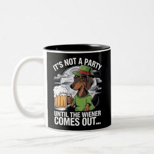 Es ist keine Party, bis Dachshund Irish Beer Wiene Zweifarbige Tasse