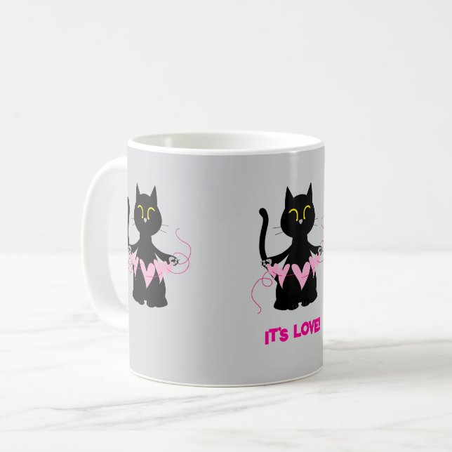 ES IST LIEBE! Funny Black Cat Tasse (Vorderseite Links)