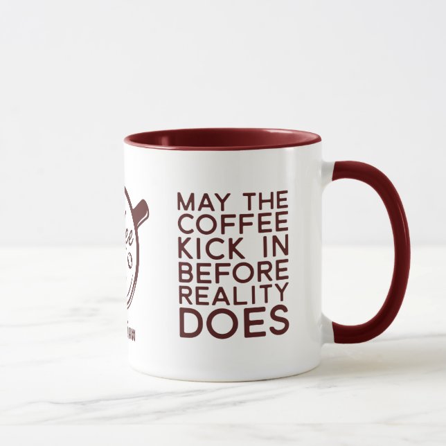 Es ist lustig, wenn der Kaffee eintritt, bevor es  Tasse (Rechts)