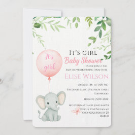 Es ist Mädchen! Niedliches kleines Elefantenbaby m Einladung