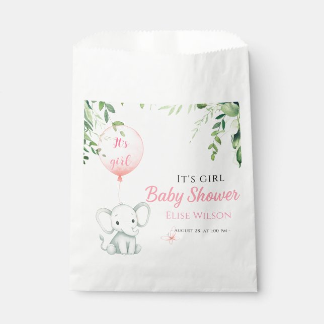 Es ist Mädchen! Niedliches kleines Elefantenbaby m Geschenktütchen (Vorderseite)