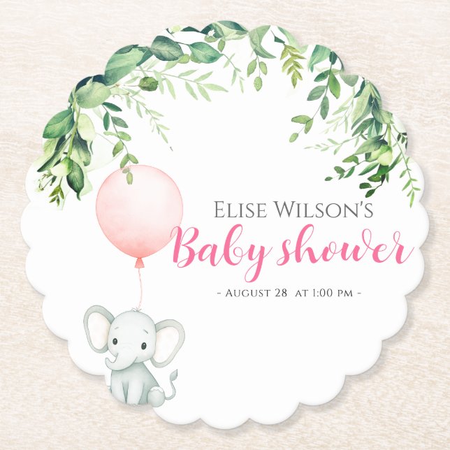 Es ist Mädchen! Niedliches kleines Elefantenbaby m Untersetzer (Vorderseite)