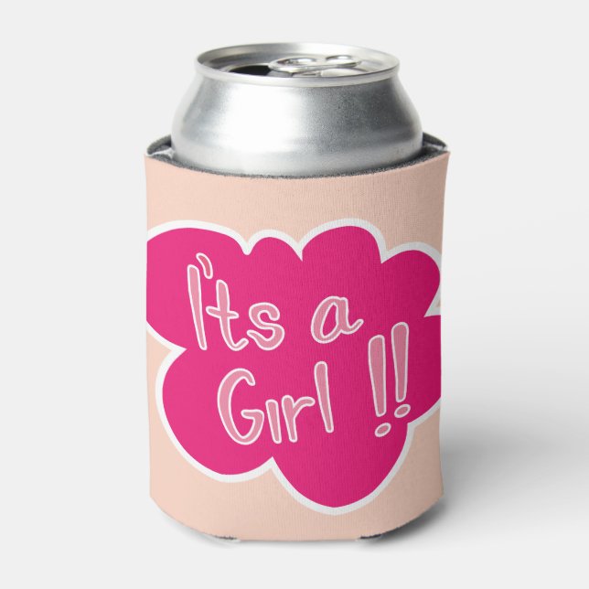 Es ist Mädchen rosa Baby Dusche Party Dosenkühler (Kanne Vorderseite)