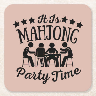 Es ist Mahjong Party Zeit Funny mahjong Rechteckiger Pappuntersetzer