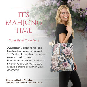 "Es ist Mahjong-Zeit" Blumenprint-Tasche Tasche