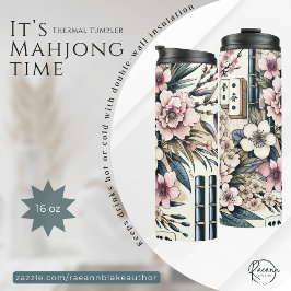 "Es ist Mahjong-Zeit" Floraler Thermobecher Thermosbecher